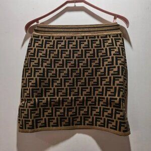 Fendi Women's Brown Ff Monogram Mini Skirt